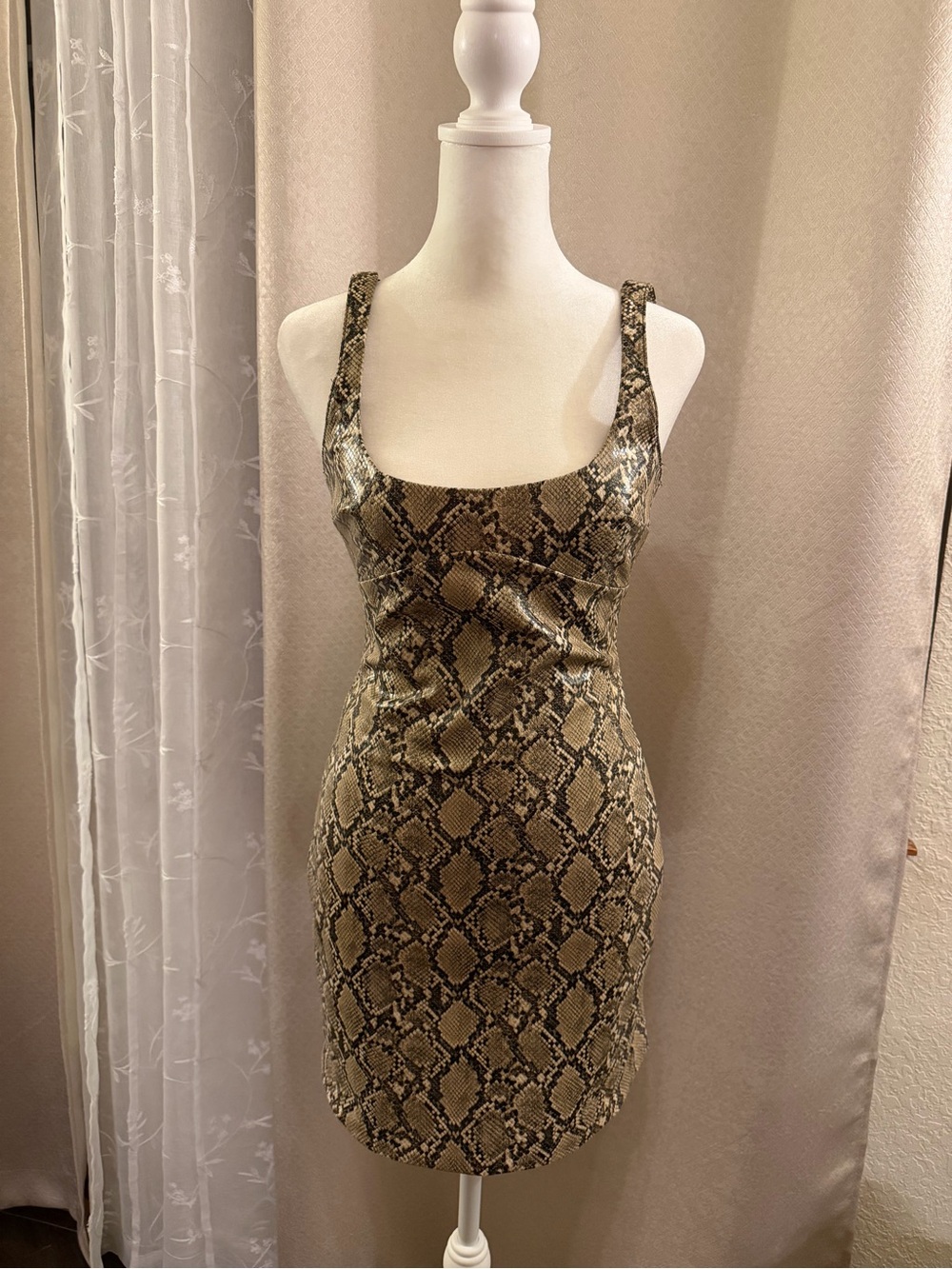 Zara Snake-Print Bodycon Dress in Brown and Black